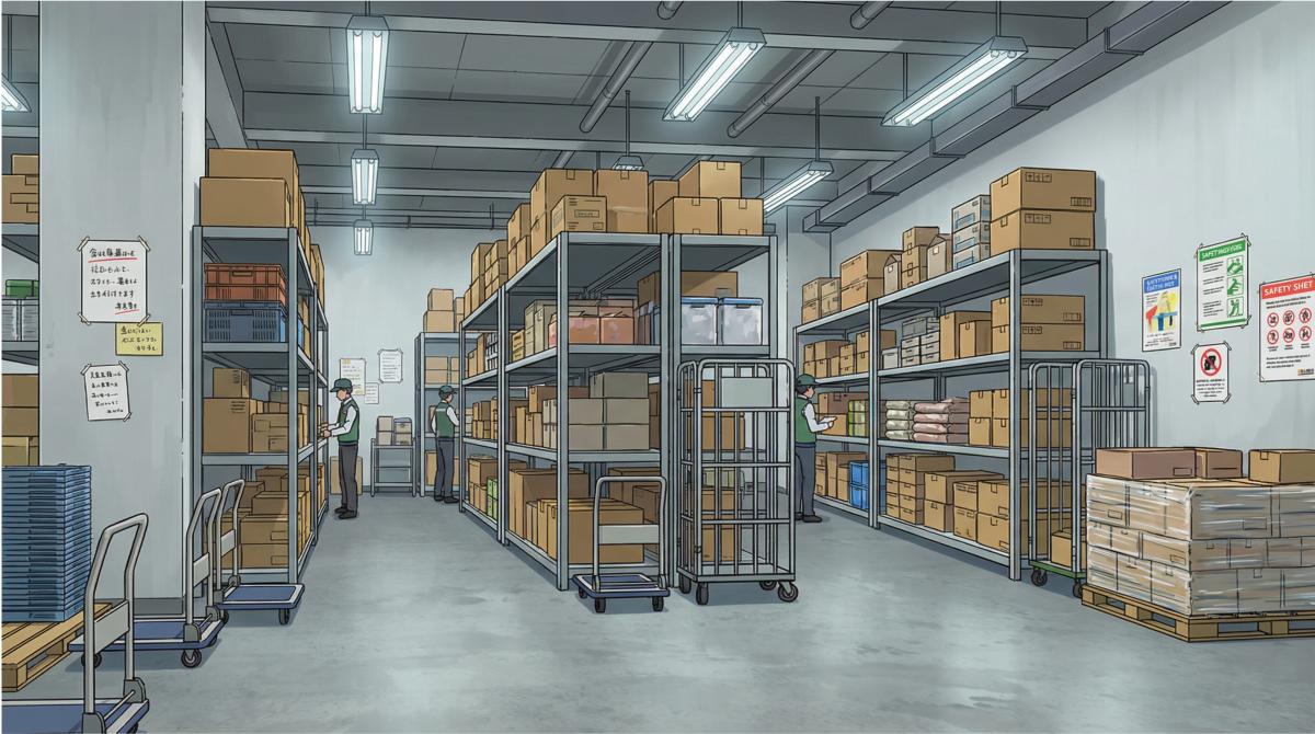 スーパーのバックヤードの様子